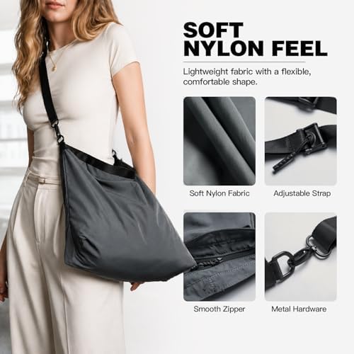 Lightweight Foldable Nylon Crossbody Bag,Compact Polyester Packable Tote,Collapsible Handbag for Travel,Gym,Shopping