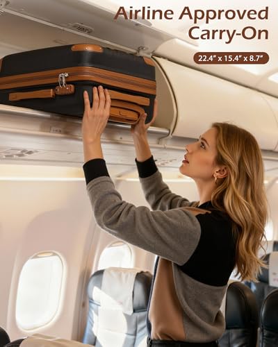 Coolife Luggage, Lightweight and Durable Hardshell, 20 in, apricot black - color: apricot black, size: S(20in)_carry on