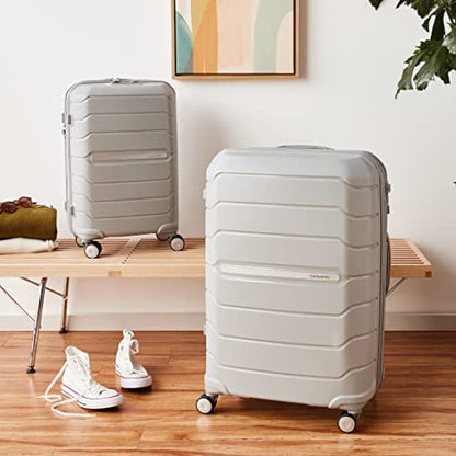 Samsonite Freeform 2-Piece Luggage Set - Carry-On & Large Checked Luggage with Dual Spinner Wheels - Durable Polypropylene Hardshell - TSA Lock, Airline-Approved - Expandable Hard Shell - Light Grey - color: Light Grey, size: 2-Piece Set (Carry-on/Large)
