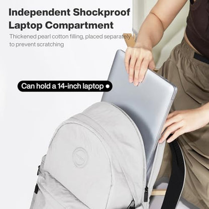 mixi 15 Inch Casual Travel Daypack, Lightweight Laptop Backpack, Light Gray - color: Light Gray, size: 15 inch