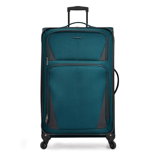 U.S. Traveler Aviron Bay Expandable Softside Luggage with Spinner Wheels, Teal, Large 31-Inch - color: Teal, size: Large 31-Inch