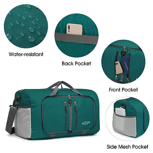 G4Free 40L/65L Foldable Travel Duffle Bag Packable Weekender Bag - color: Dark Green, size: 40L