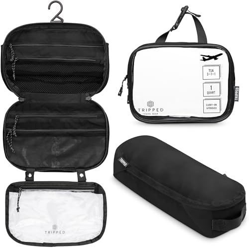 TRIPPED Travel Gear 3-Piece Travel Toiletry Bag Set - color: Black Ripstop