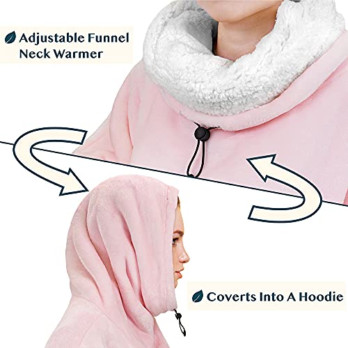PAVILIA Wearable Blanket Hoodie Women Men, Oversized Hooded Sweatshirt - color: Pink, size: Fleece
