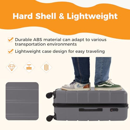 NEWBULIG 3 Piece Luggage Set, Expandable Suitcase with Spinner Wheels - color: Dark Grey, size: 3-PCS Set (20/24/28 Inch)