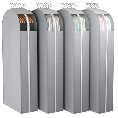 Liuoud 10" Gusseted Garment Bags for Hanging Clothes with Clear Window, 50” - color: Grey with window, size: 50 inch