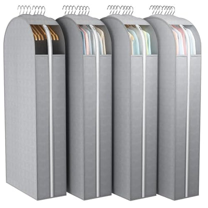 Liuoud 10" Gusseted Garment Bags for Hanging Clothes with Clear Window, 50” - color: Grey with window, size: 50 inch