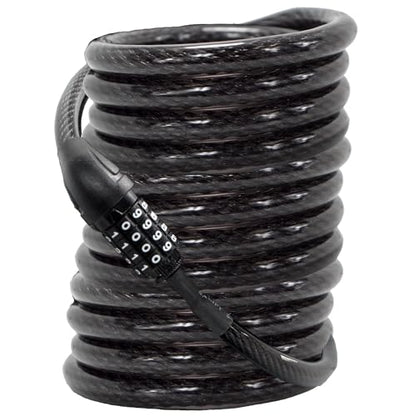 Lumintrail Long Coiled Bike Cable Lock 3/8 Inch 20ft. (4, 6, 10, 15, 20, 25, 30ft), Weatherproof Locks for Kayak, Bike, Scooter, Paddleboard, Resettable Combination Lock Anti Theft Protection - size: 20-FT