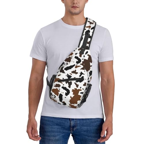 Sling Bag Brown Black Cow Print Sling Backpack Hiking Daypack Crossbody Shoulder Backpack Travel Chest Pack For Men Women - color: Brown Black Cow Print