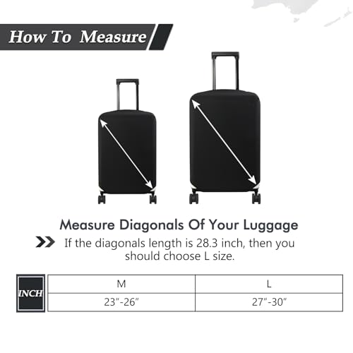 HYPER VENTURE Suitcase Cover Set 2 Pieces Fits 23-30 Inch Luggage, M/L | Washable Elastic spandex Fabric, Anti-scratch & Dustproof, Carry on Cover Tsa Approved, Black-2pcs - size: M&L