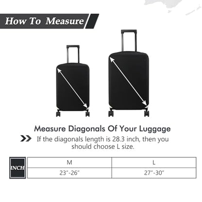 HYPER VENTURE Suitcase Cover Set 2 Pieces Fits 23-30 Inch Luggage, M/L | Washable Elastic spandex Fabric, Anti-scratch & Dustproof, Carry on Cover Tsa Approved, Black-2pcs - size: M&L