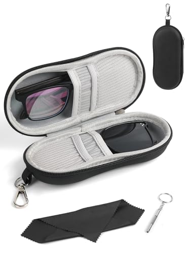 CORVIDA Double Glasses Case Hard EVA Shell Dual Eyeglasses Case - color: Black