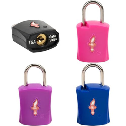 Safe Skies 4-Pack 4-Color Family TSA Travel Key Lock - color: TS004F4