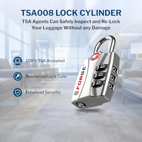 Forge TSA Approved Luggage Locks, Open Alert TSA Locks, Silver 2 Pack - color: Silver 2PK