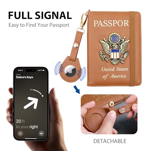 Passport Holder for Travel,Passport Cover Case with RFID (brown) - color: brown