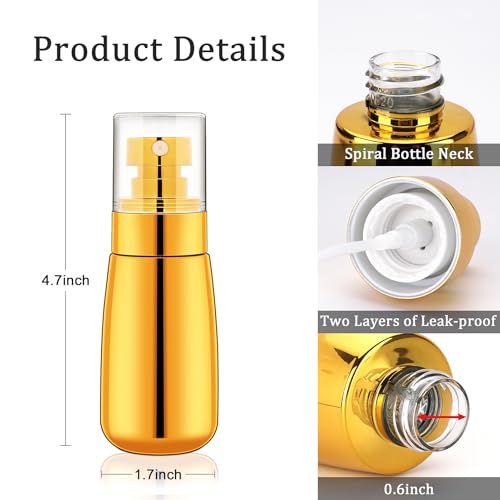Cosywell Travel Spray Bottle 3 Pack 2oz 60ml Fine Mist Spray Bottles - color: Gold+Green+Clear, size: 2 oz
