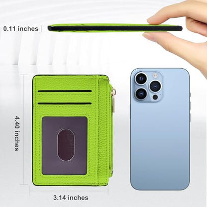 Tipmile Womens Credit Card Holder Wallet, Small Slim RFID Blocking Sleeve - color: Neon Green
