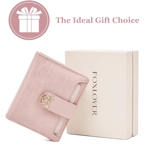 FOXLOVER Small Wallet for Women RFID Blocking Bifold Slim Credit Card Case - color: 03-pink