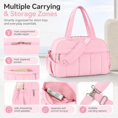 Duffle Bag Gym Bag, Personal Items Bag, Overnight Weekender - color: puffy petal pink