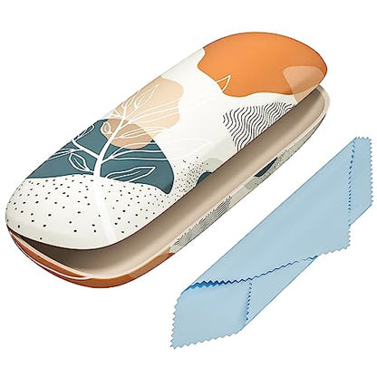 Eyeglasses Case, Hard Shell Protective Case for Glasses, Unisex for Women Men - color: Boho Leaf