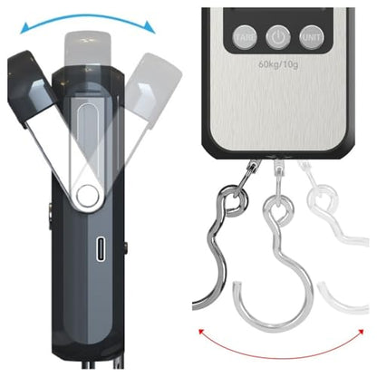 Klau Portable Rechargeable Luggage Hanging Scale,60 kg/120 lb, Black
