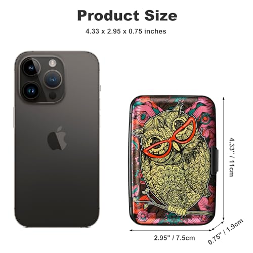 ELFISH RFID Aluminum Wallet Credit Card Protector Case Holder for Men Women - color: Cute Owl
