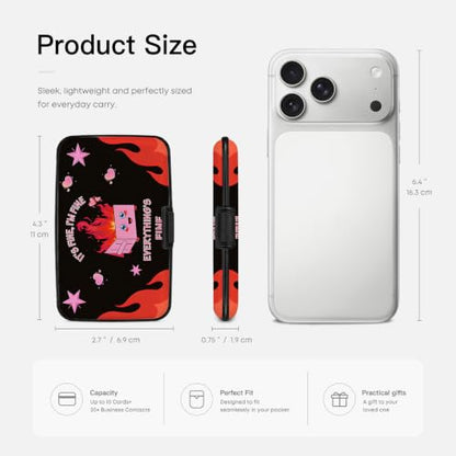 Credit Card Holder for Women Men Mini Aluminum Card Case Wallet Fire | ABS Business ID Case,Hard Case Large Capacity 6 Slots, Waterproof Durable ，Secure Closure Slim Small Credit Card Protector - color: Fire