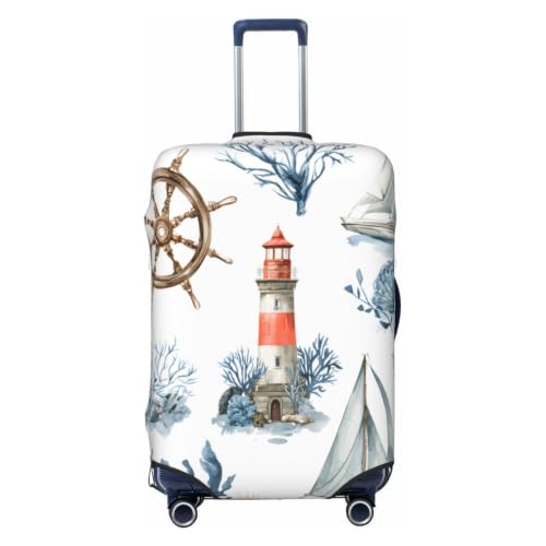Nautical Lighthouse Travel Luggage Cover Baggage Suitcase Cover Protector Skins 18-32 Inch, Medium (22-24 inches) - color: Nautical Lighthouse, size: M (for 22"-25" Suitcase)