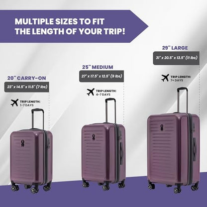 Spyder Rails 20 Inch Expandable Hardside Carry-On Suitcase with 360° Spinner Wheels, TSA Approved Lock - color: Burgundy, size: Carry-On