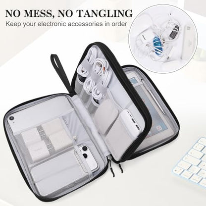 FYY Electronic Organizer, Travel Tech Pouch Bag, Extra Large, Black Quilted - color: Black Quilted, size: 10.8 x 8 x 3.15 inches