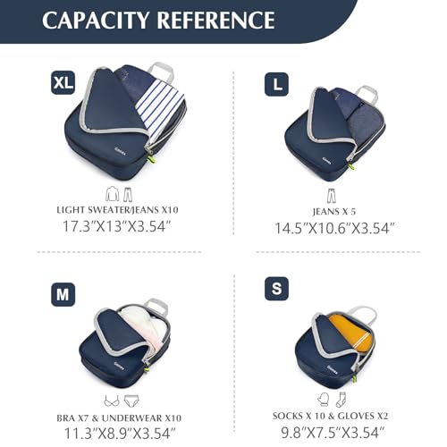 Gonex Compression Packing Cubes, 4-Piece Expandable Travel Organizers - color: 4-Purplish Blue, size: 4 Set