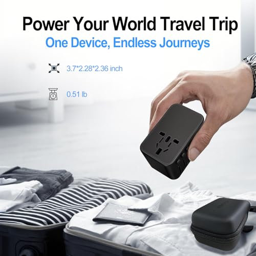 JMFONE 100W GaN Universal Travel Adapter, 5 USB C/A Ports, 2500W AC Outlet - color: 100W -Black+White