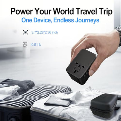 JMFONE 100W GaN Universal Travel Adapter, 5 USB C/A Ports, 2500W AC Outlet - color: 100W -Black+White