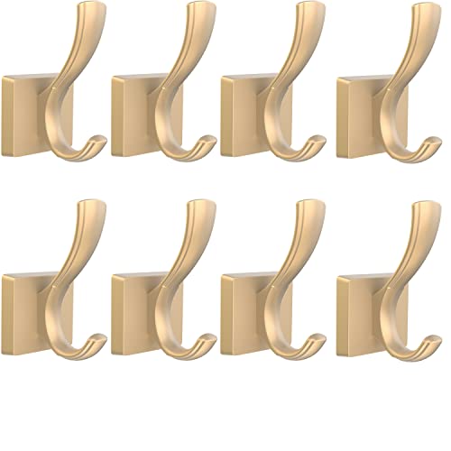 TOFIIGREM Gold Towel Hooks for Wall, Heavy Duty Thick Metal Bathroom Coat Hooks for Hanging Key Robe Hat Backpack, Wall Mount Hooks Bath Kitchen Garage Hooks(8 Pack, Gold) - color: Gold, size: 8 Pack