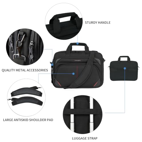 KROSER 17.3 Inch Laptop Briefcase, Computer Bag,Messenger Shoulder Bag - color: Black/Red, size: 17.3 INCH