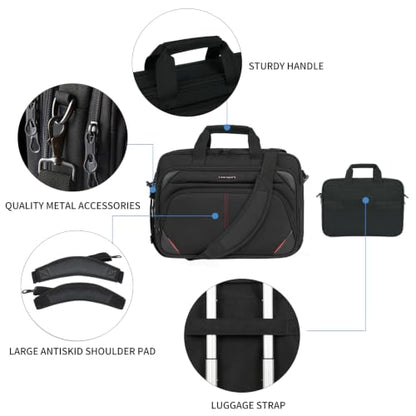 KROSER 17.3 Inch Laptop Briefcase, Computer Bag,Messenger Shoulder Bag - color: Black/Red, size: 17.3 INCH