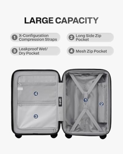 Coolife Expandable Luggage with TSA Lock 2 Piece Set Black - color: Black, size: 2 Piece Set（20/29inch）