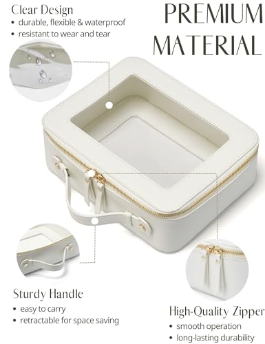 Popvibe Clear Toiletry Bag 2 Pack, Travel Makeup Bag Medium and Large White - color: White, style: Dual Elegance