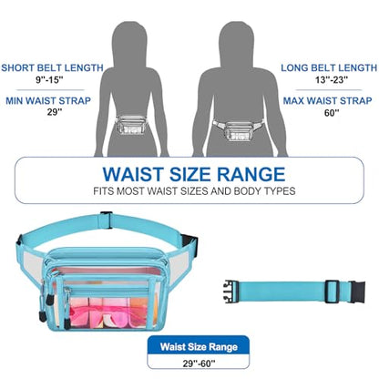 USPECLARE Clear Fanny Pack Stadium Approved Large Multi-Purpose Waist Bag - color: Aqua, style: 1-pack-pvc