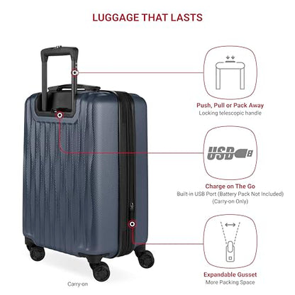 SwissGear 7272 Energie Hardside Expandable Luggage with Spinner Wheels, Navy, 3-Piece Set (19/24/27) - color: Navy, size: 3-Piece Set (19/24/27)