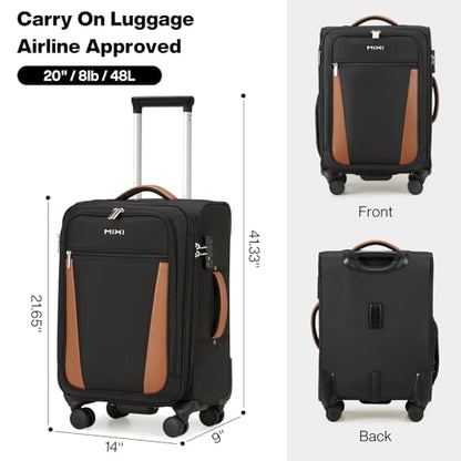 mixi Carry On Luggage 20 Inch Softside Expandable Suitcase, Black - color: Black, size: 20-Inch Carry On