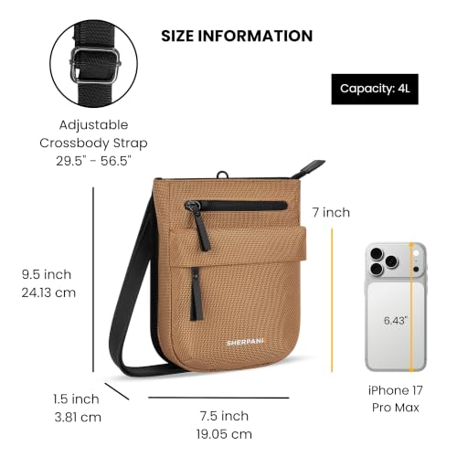 Sherpani Prima, RFID Anti-Theft Crossbody for Women - color: Brown Sand