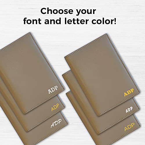 Personalized Monogrammed Taupe Leather RFID Passport Wallet - color: Taupe, style: Minimalist