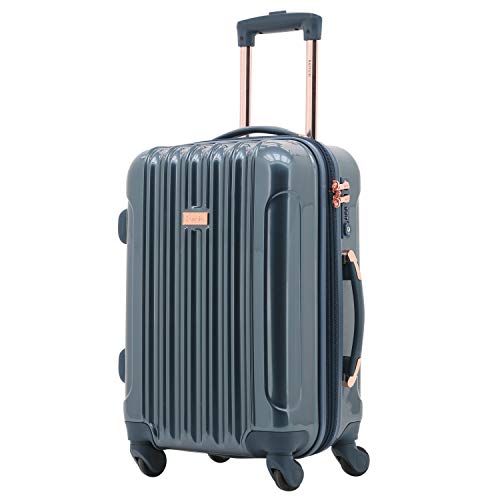 kensie 3 Piece "Alma" Light Metallic Style TSA-Lock Spinner Luggage Set, Midnight Blue Option - color: Midnight Blue, size: 28"/24"/20" (3 Piece Set)