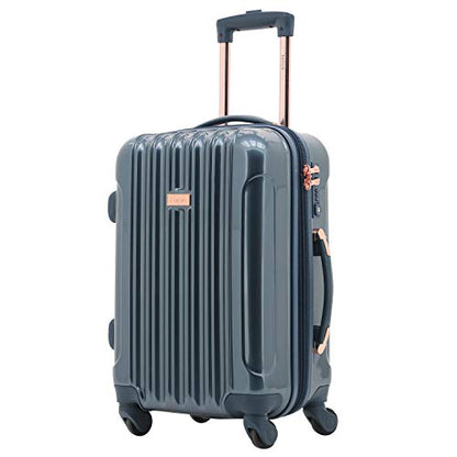 kensie 3 Piece "Alma" Light Metallic Style TSA-Lock Spinner Luggage Set, Midnight Blue Option - color: Midnight Blue, size: 28"/24"/20" (3 Piece Set)
