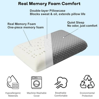 Memory Foam Travel Pillow 9.8"x15.7" Compact Camping Pillow - color: Grey