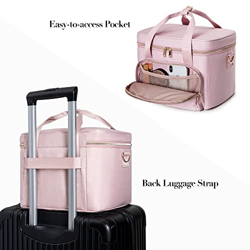Large Makeup Bag for Women, Cosmetic Case, Travel Makeup Organizer - color: Pink