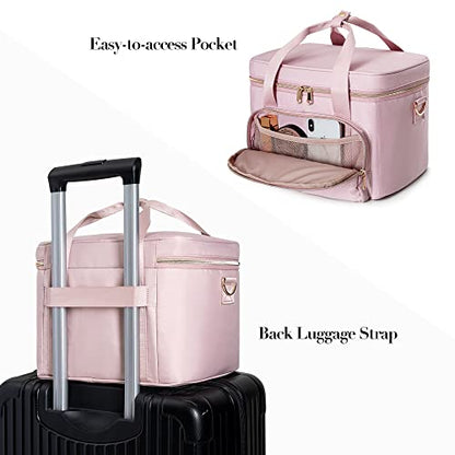 Large Makeup Bag for Women, Cosmetic Case, Travel Makeup Organizer - color: Pink