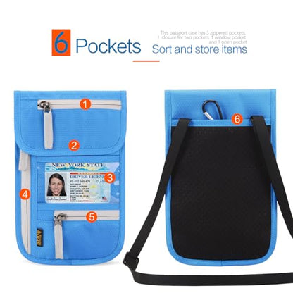 Neck Wallet Lightweight RFID Blocking Waterproof Travel Pouch Passport Wallets for Women Men - color: A-Black