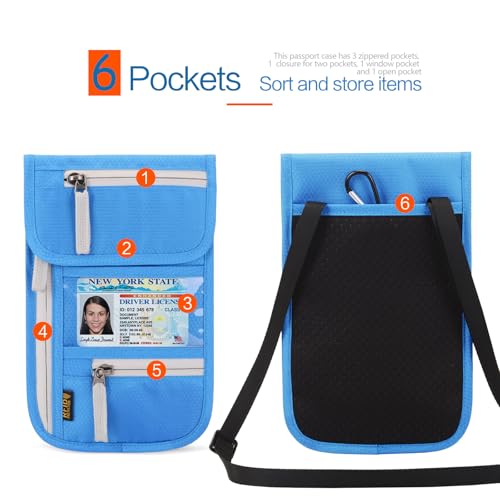 Neck Wallet Lightweight RFID Blocking Waterproof Travel Pouch Passport Wallets for Women Men - color: A-Green